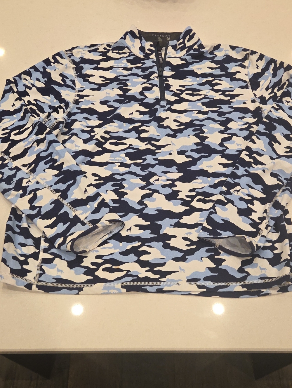Greyson Blue, Light Blue & White Camo Quarter-Zip Pullover